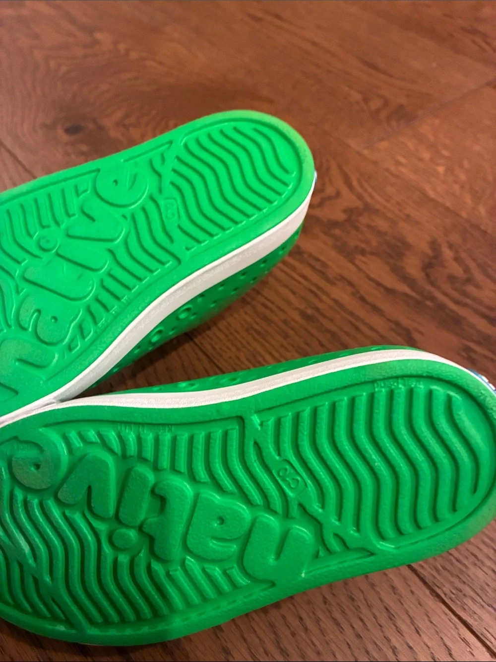 Native Kids Green Slip-On Water Shoes with White Toe Caps